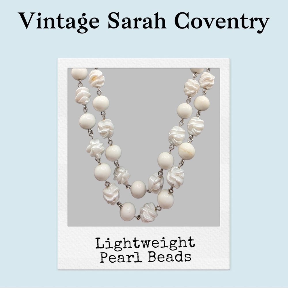 Vintage Sarah Coventry Long Pearlized Bead Necklace ✨ 30”